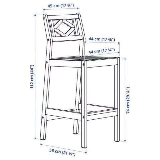IKEA Bondholmen szary — stół barowy + 2 krzesła, balkon/taras, Kraków