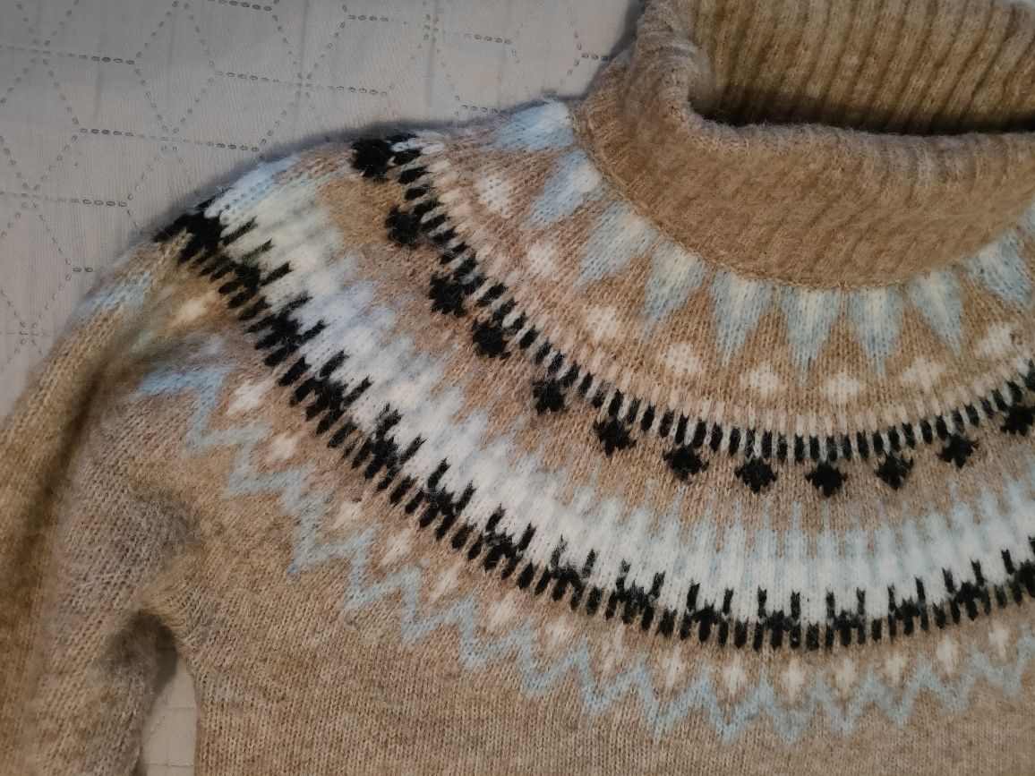 Wełniany sweter zimowy oversize H&M XS