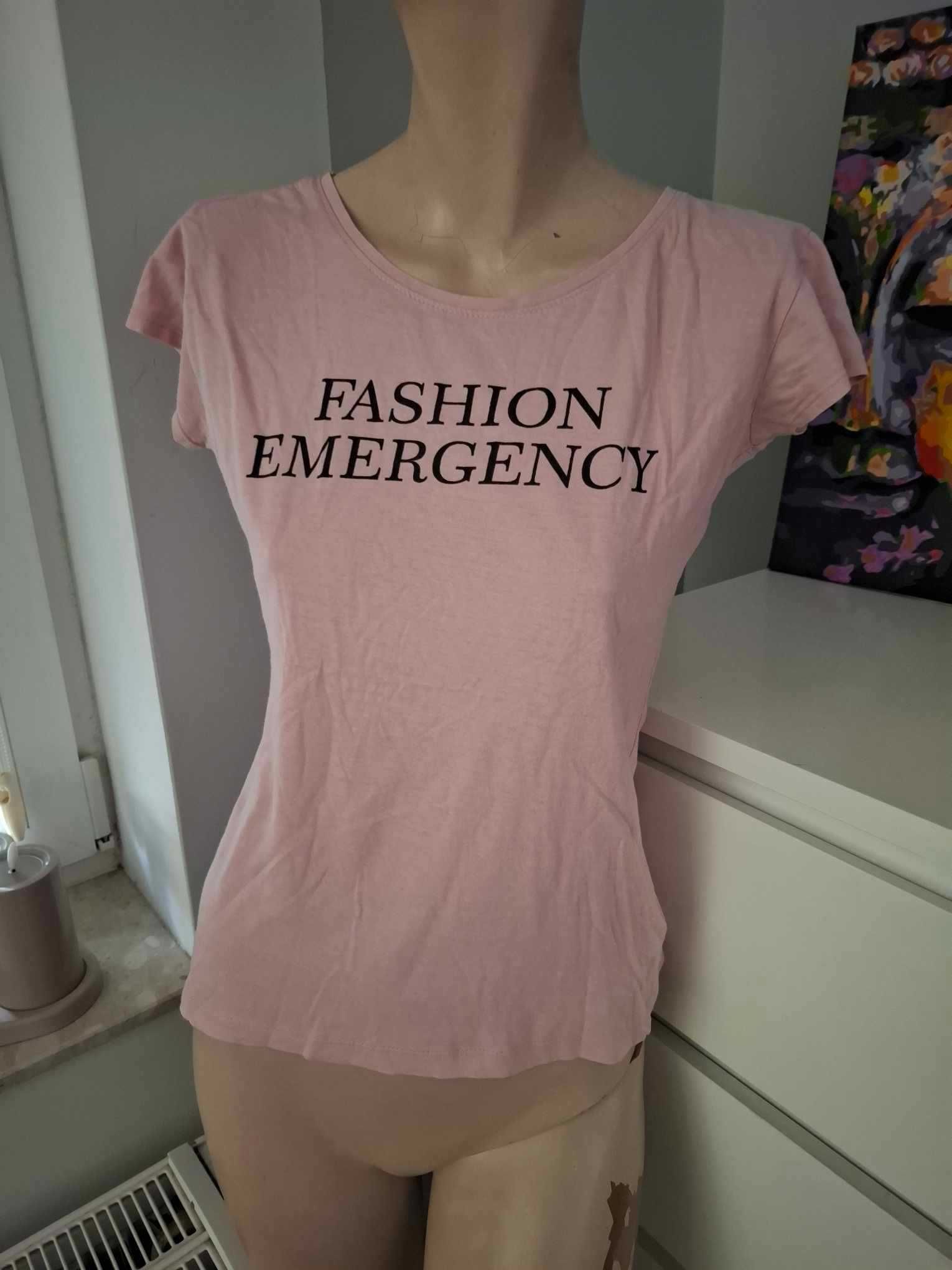 M 38 Sinsay pudrowo różowa koszulka różowy T-shirt pudrowy róż