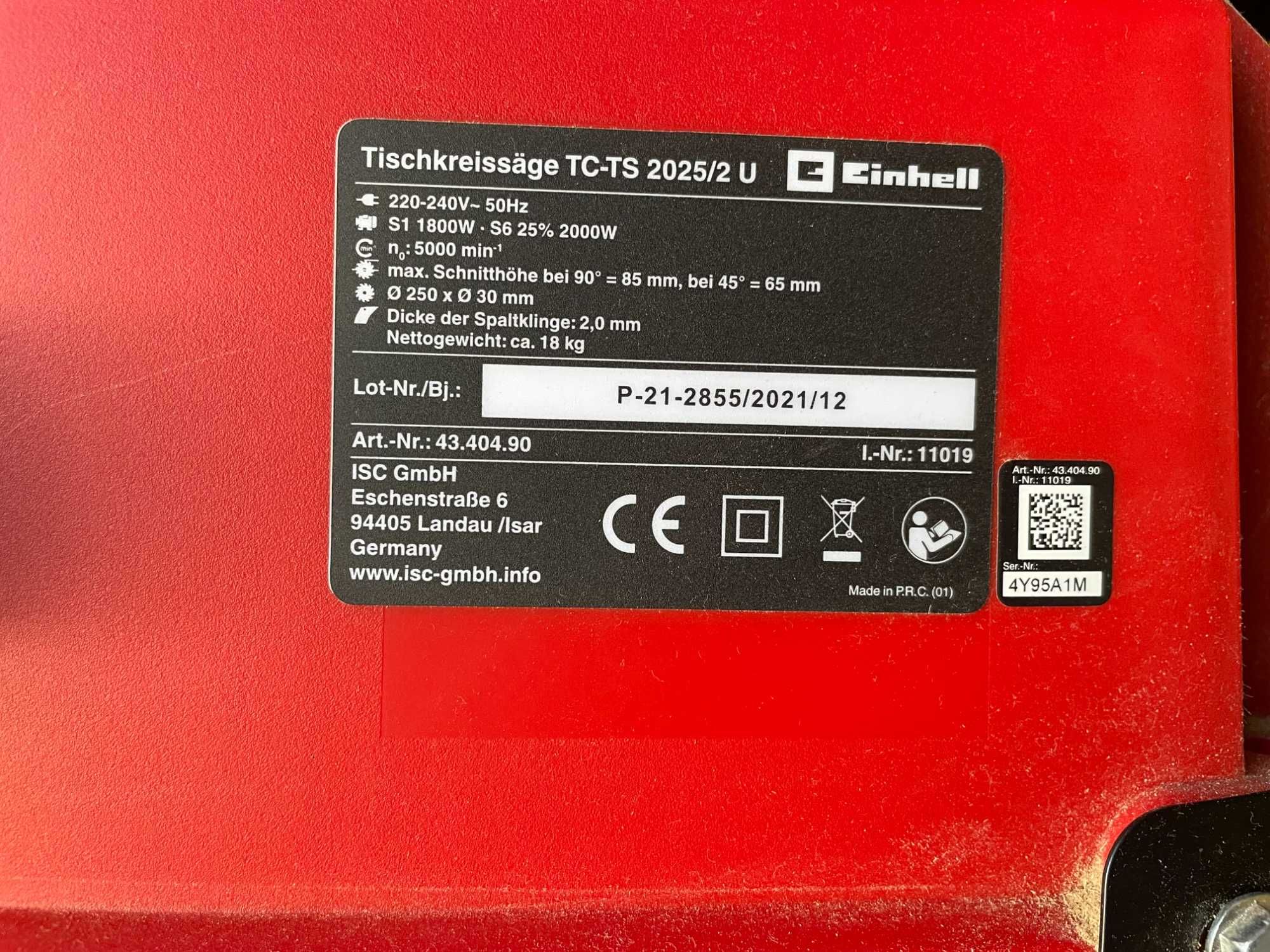Serra de Mesa Einhell TC-TS 2025/2 U – 1800W