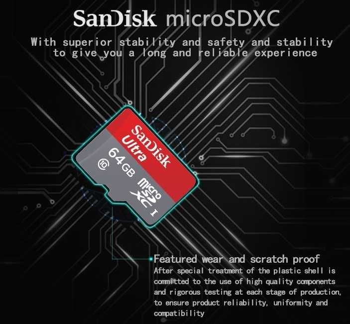 Карта памяти 32/64/128 ГБ GB MicroSD SanDisk Class 10 ОРИГИНАЛ флешка