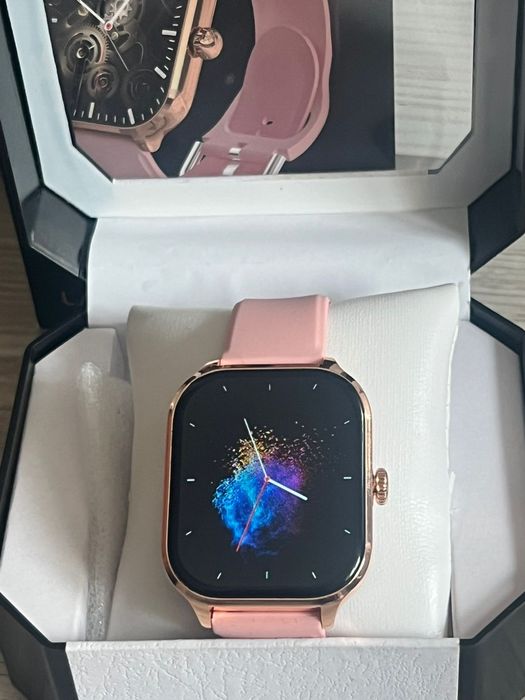 Elegancki smartwatch damski z funkcją rozmów – różowe złoto | LaxasFit