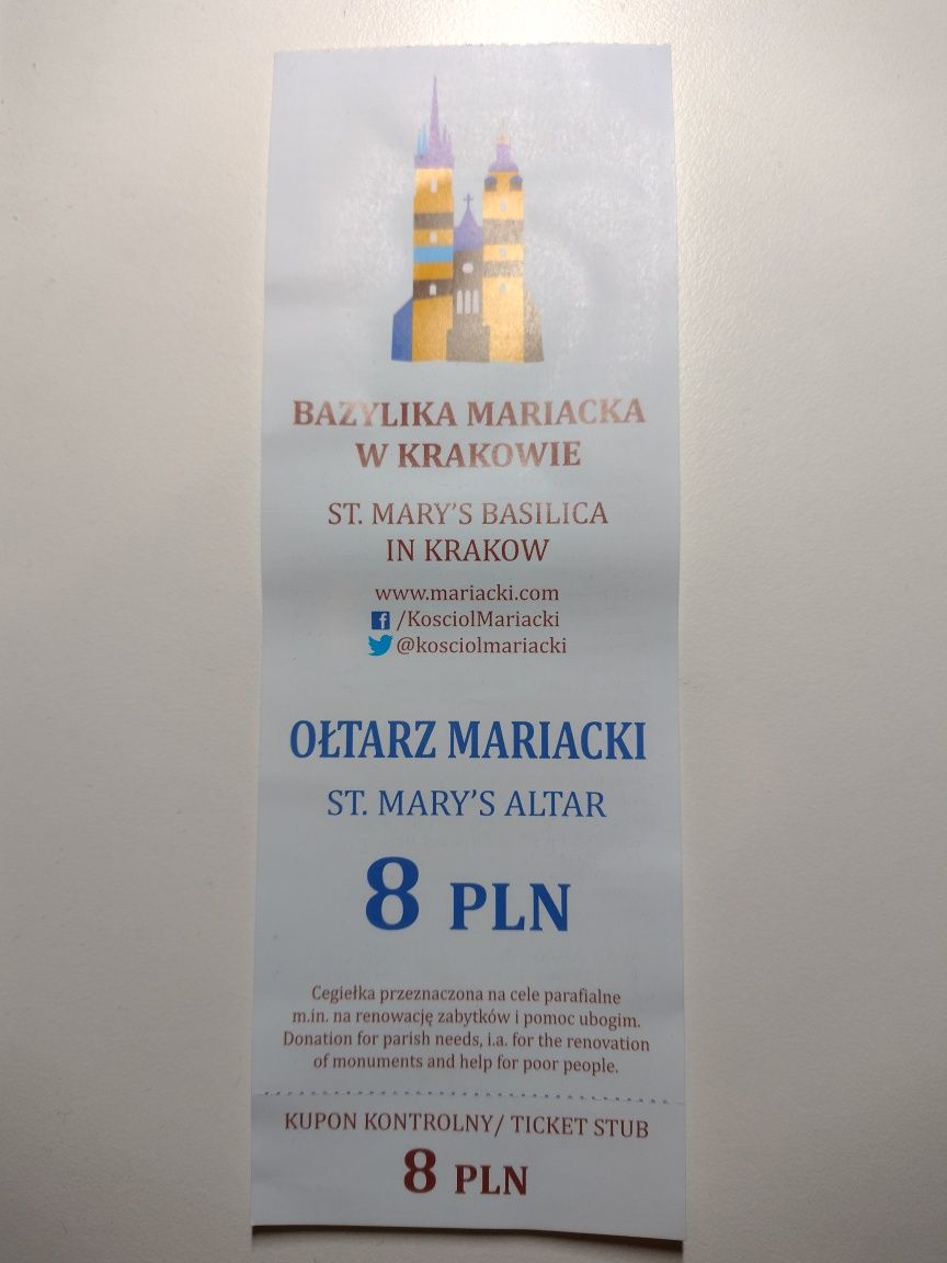 Bilet ulgowy Bazylika Mariacka Kraków