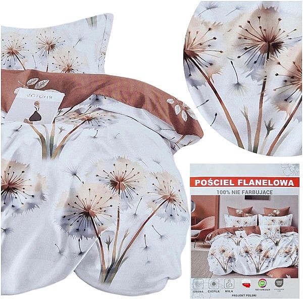 Pościel FLANELOWA 220x200/2x poszewka 70x80 CIEPŁA MIĘKKA Riccardo