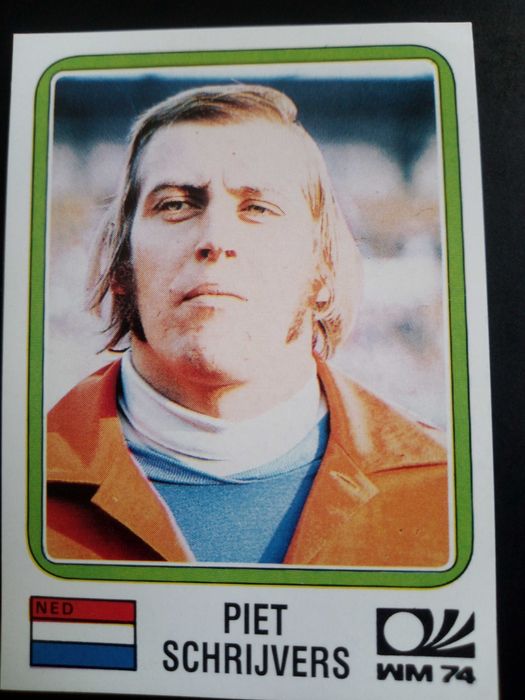 Cromo Panini World Cup Story de Piet Schrijvers no Mundial 74