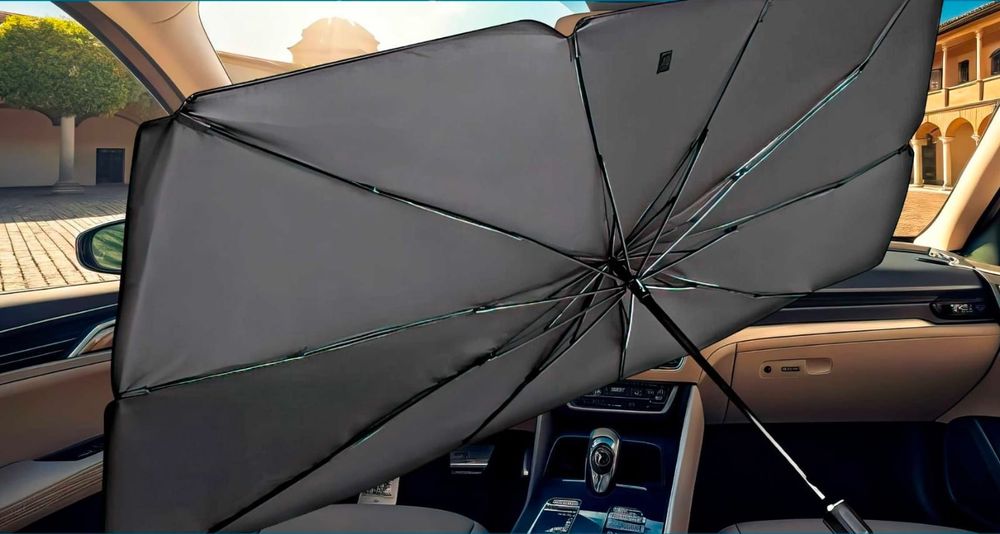 Сонцезахисна шторка парасолька на лобове скло в авто