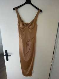 Nowa sukienka złota asos 10, M 38 gorsetowa
