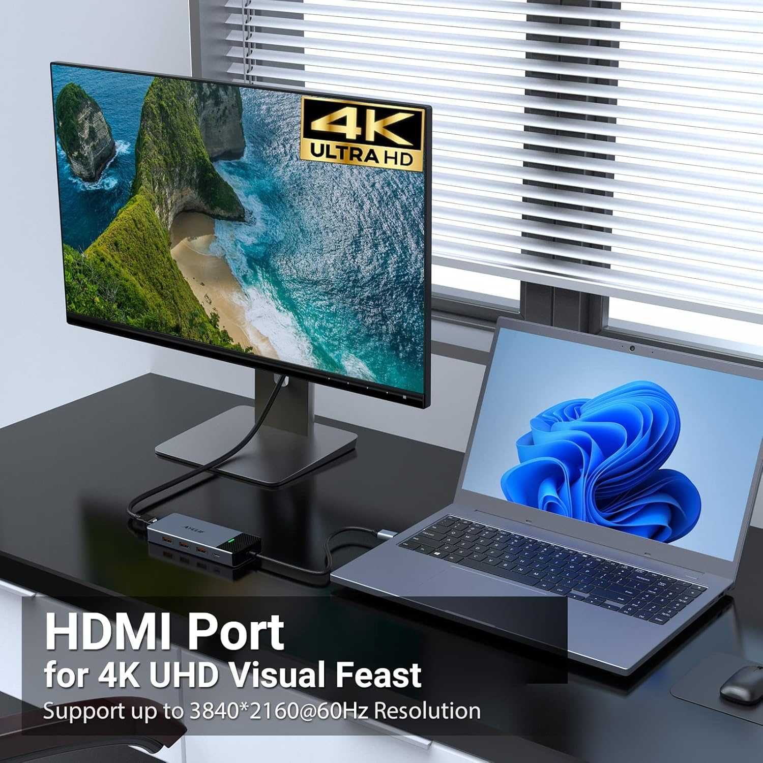 HUB 5 w 1 USB 3.2 USB C 4x 10GB 4K 60Hz 697