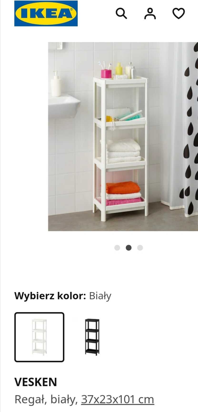 Ikea VESKEN regał łazienkowy biały