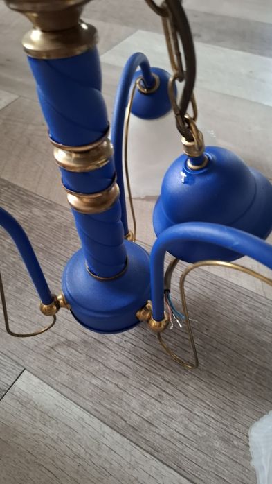 Żyrandol niebieski 3 klosze