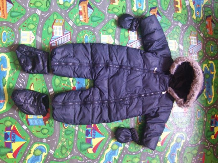 Комбинезон MONCLER зимний пуховой (пух) синий (слитный) теплый