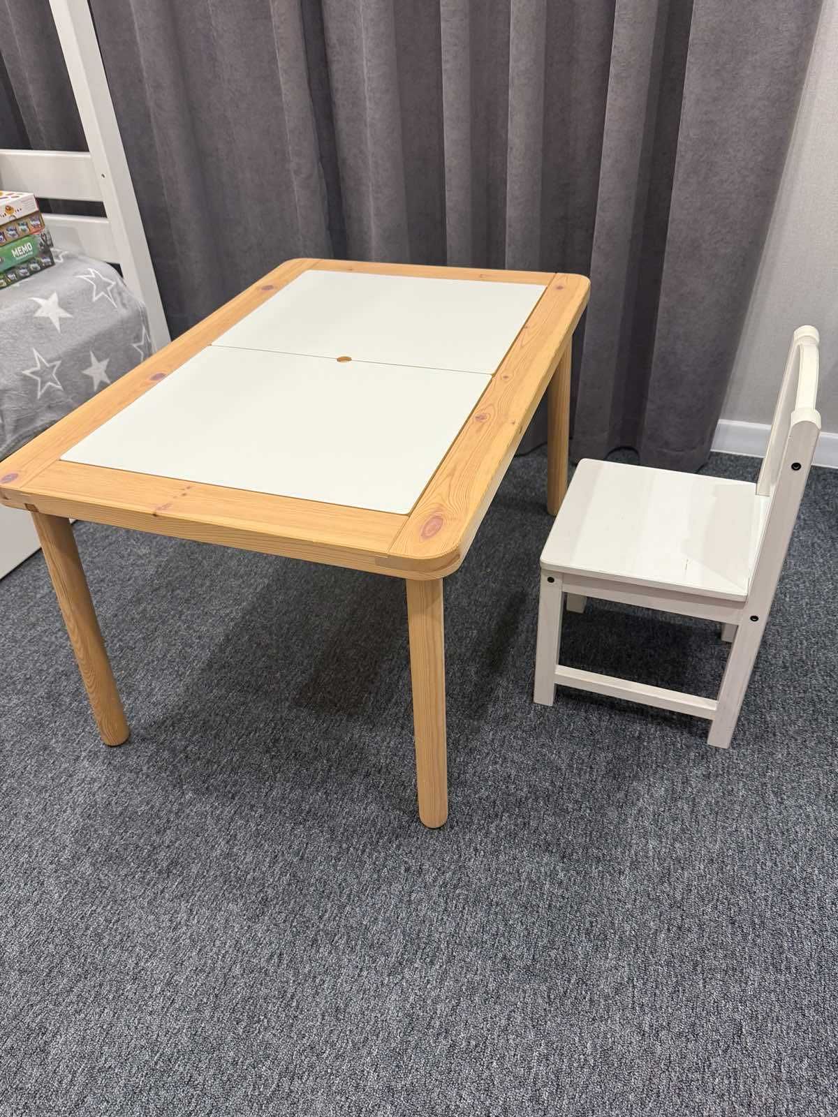 Дитячий столик/ стіл IKEA FLISAT з ящиками + стілець IKEA SUNDVIK