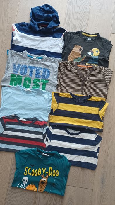 Zestaw bluzek H&M 9 szt. długi rękaw roz. 128 dla chłopca