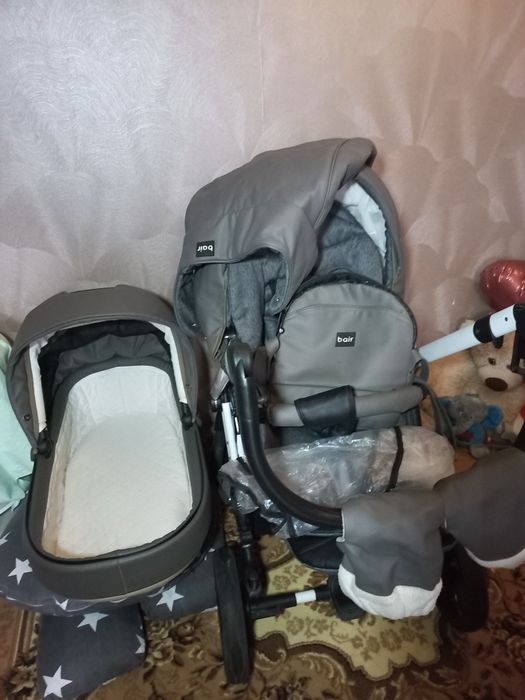 Коляска 2 в 1 Bair Next еко кожа сіра
