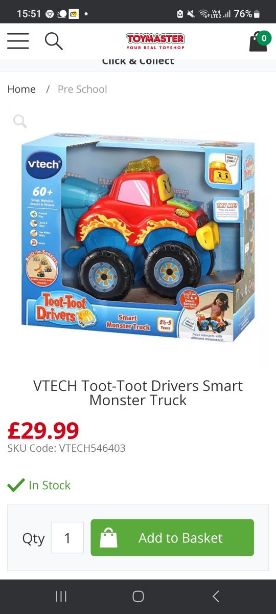 Vtech toot toot drivers interakt Smart Monster Track jęz ang 18m-5 la