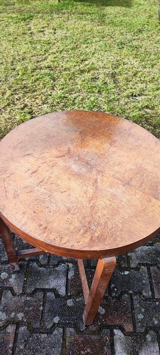 Stolik okrągły retro drewniany