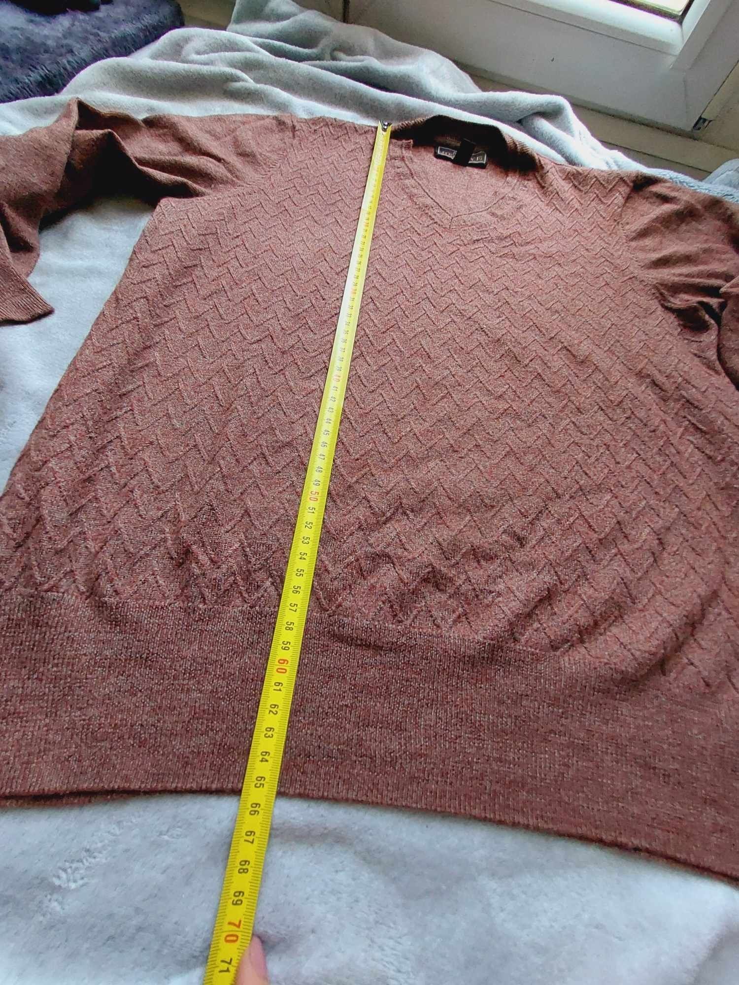 Sweter wełniany, merino wool L brązowy
