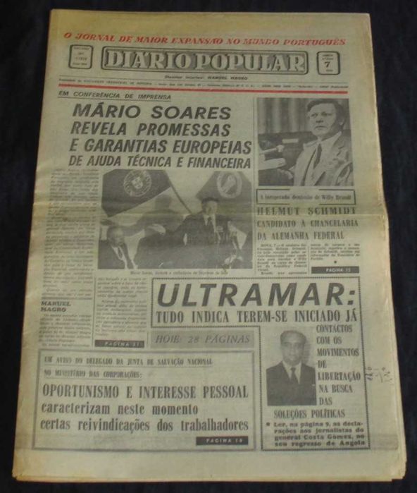 Jornal Diário Popular 1974 7 de Maio