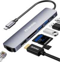 Hub USB C, ZESKRIS 7 w 1 adapter USB C, HDMI 4K