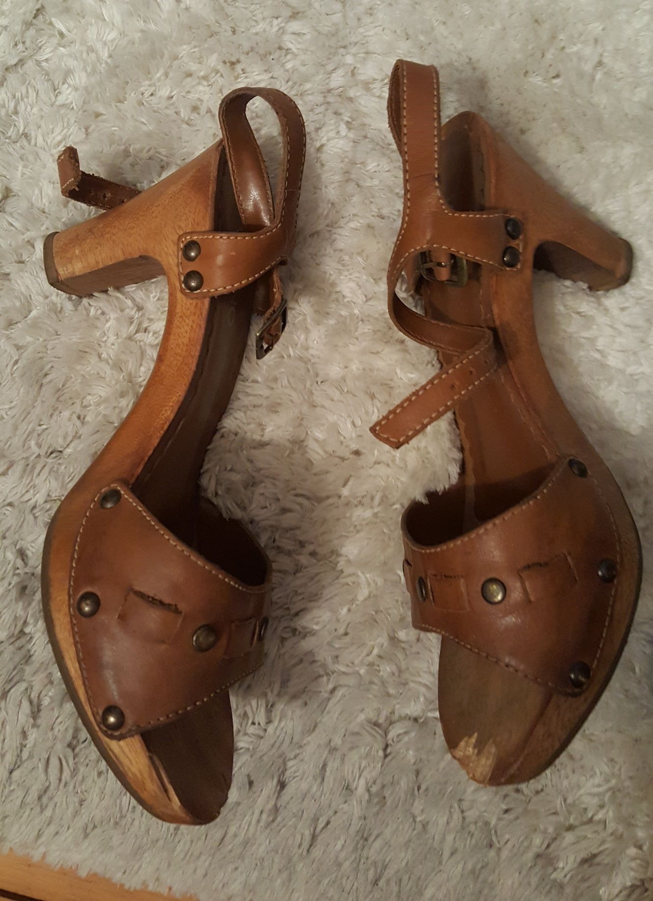 Buty Via Uno brazylijskie sandały drewniane obcas rozm. 39