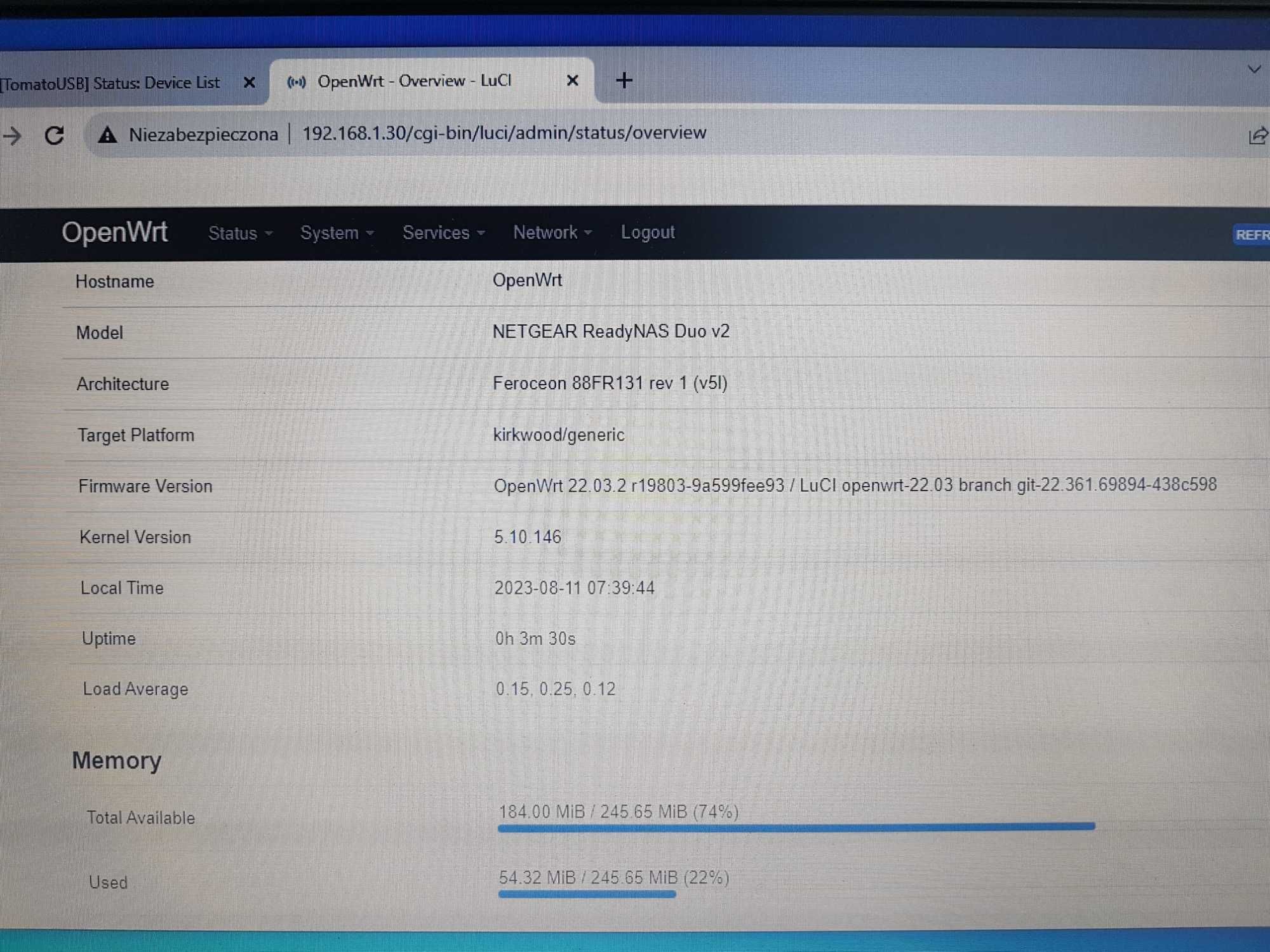 Serwer NAS NETGEAR ReadyNas Duo v2 - OpenWrt - 12TB+6TB