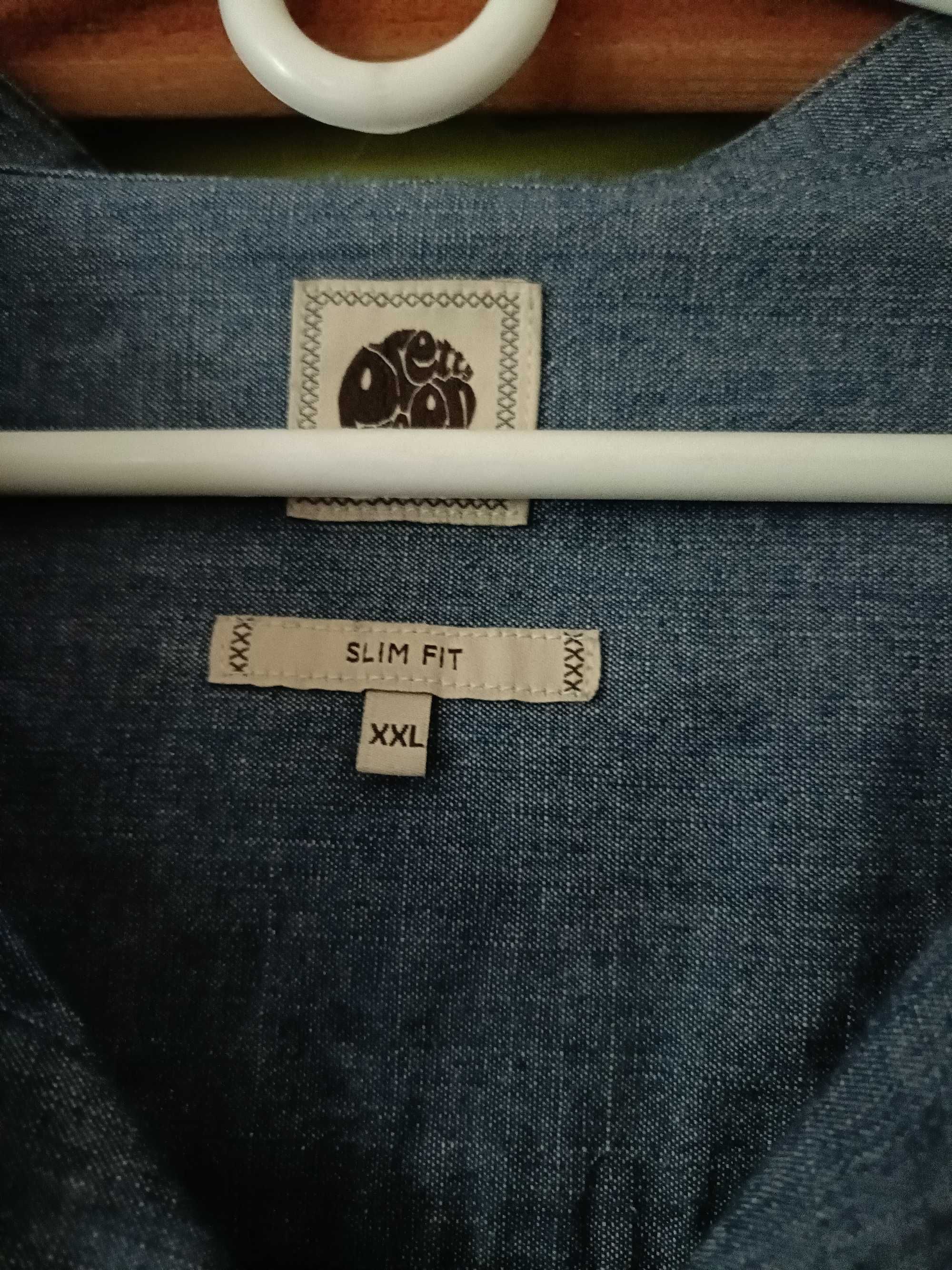 Koszula jeansowa męska na stójce rozmiar L/XL