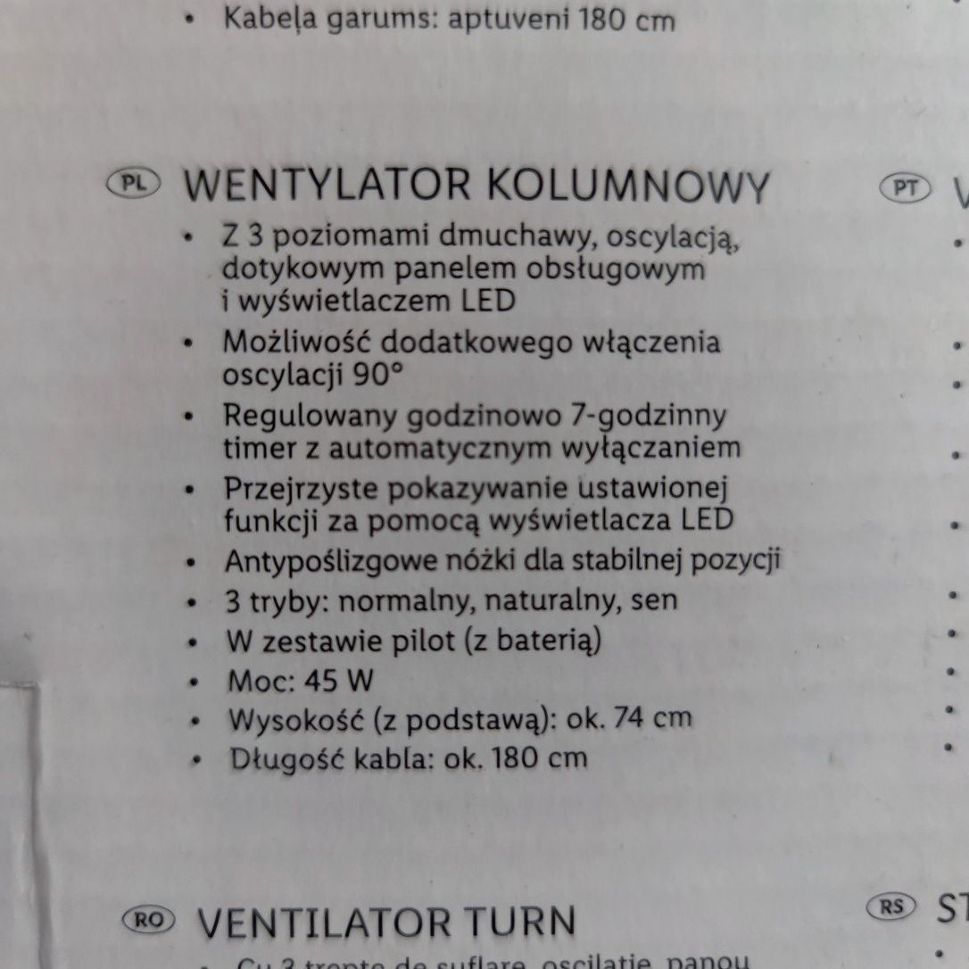 Wentylator kolumnowy z pilotem 45 W wyświetlaczem LED SilverCrest