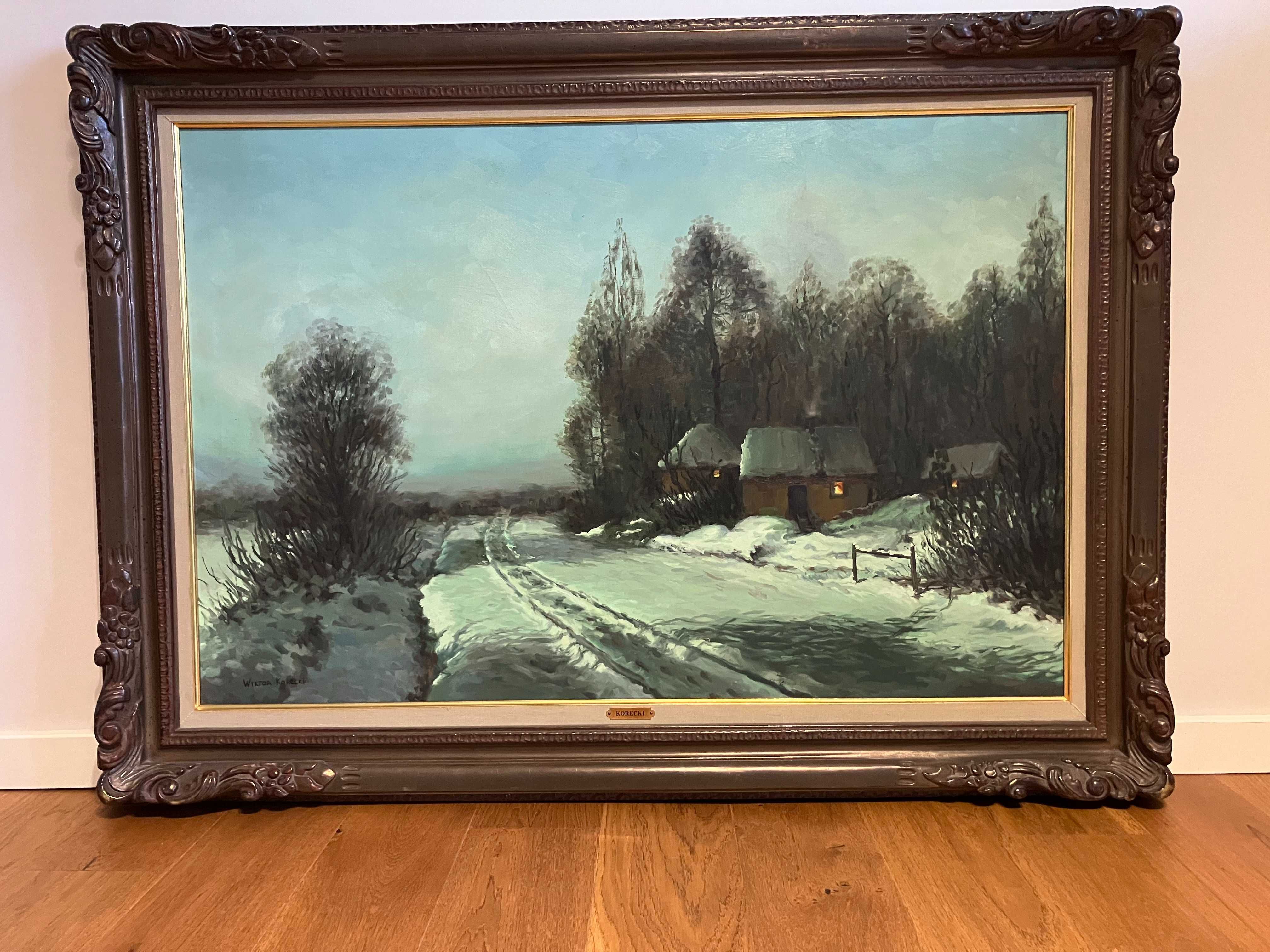 Wiktor Korecki - Pejzaż zimowy, olej na płótnie 60 x 90 cm