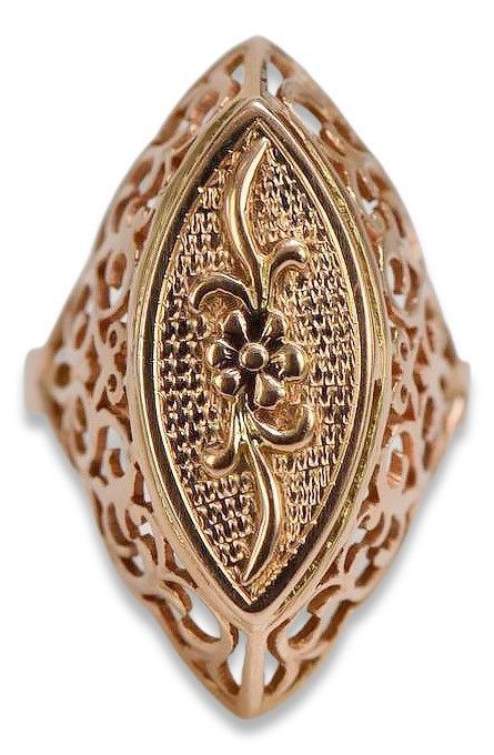 Radziecki 14k 585 złoty Rosyjski pierścionek z różowego złota vrn016