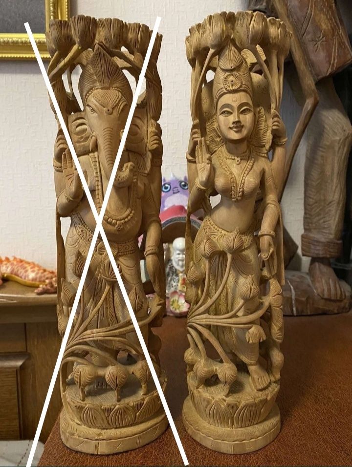 Индийская резная статуэтка, сандаловое дерево богиня Лакшми