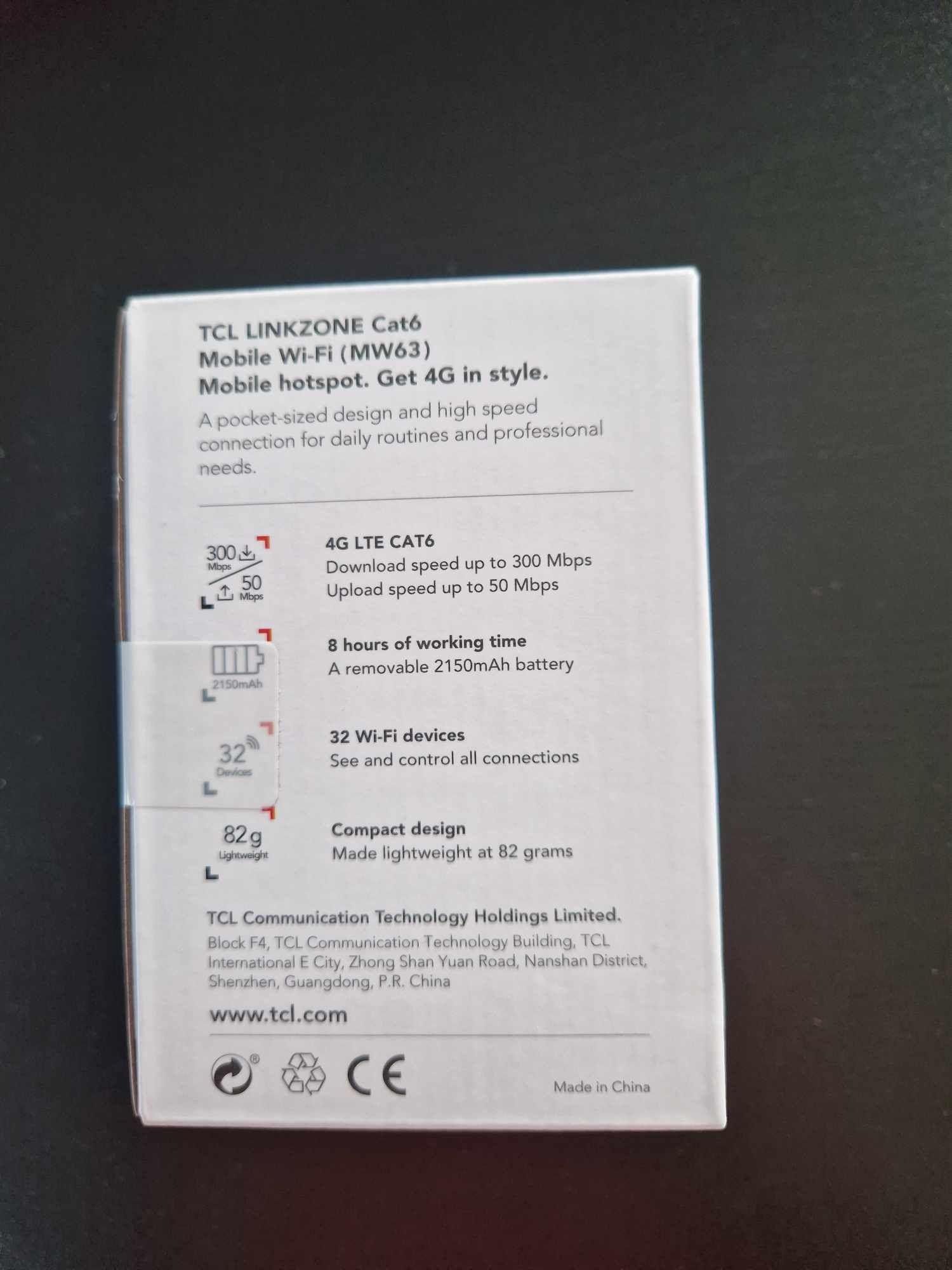 Router bezprzewodowy 4G TCL Link Zone LTE Cat6