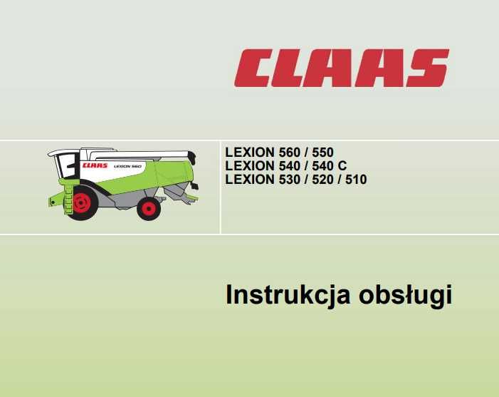 Instrukcja obsługi Claas Lexion 510, 520, 530, 540, 550, 560 PL