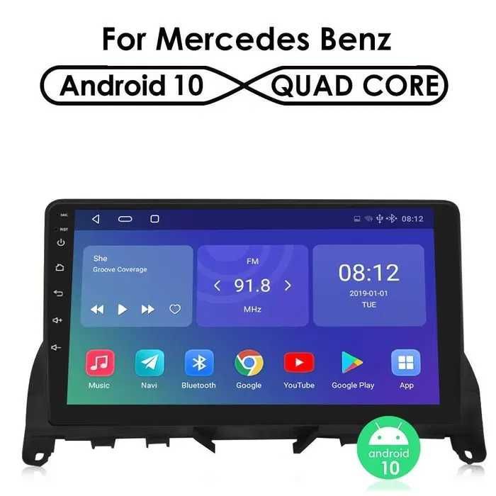 Radio Android 12 Mercedes klasa C W204 S204 gps wifi bluetooth