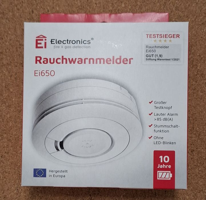 Nowy czujnik dymu Ei Electronics Ei650 – 10 lat, Test Sieger