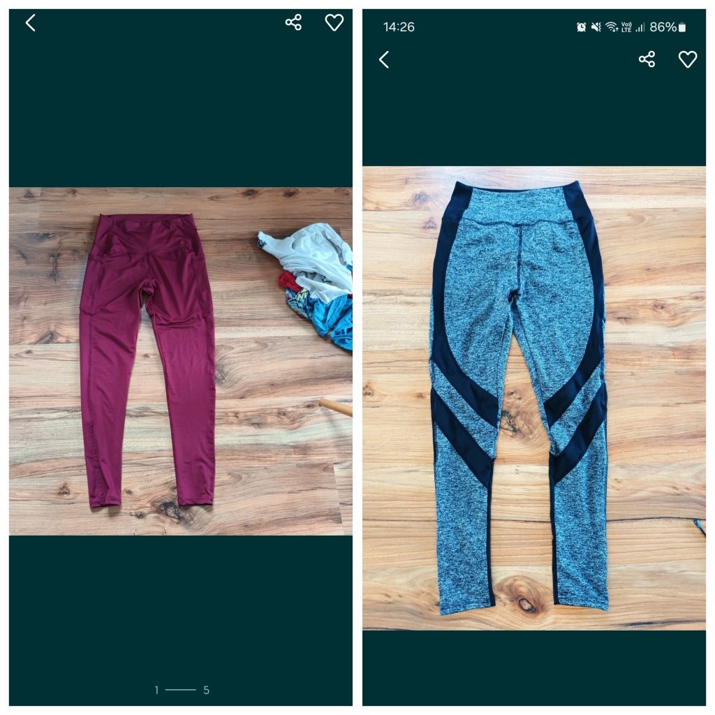 Legginsy 36 S sportowe z kieszeniami biegania fitness SHEIN szare