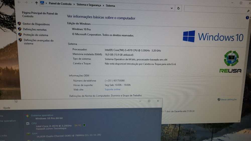 Pack Pç HP600G1+Lcd 22"P. 4ªG|I5-3.2G|16G|SSD256+HD500|Kit|Wifi+BT|W11
