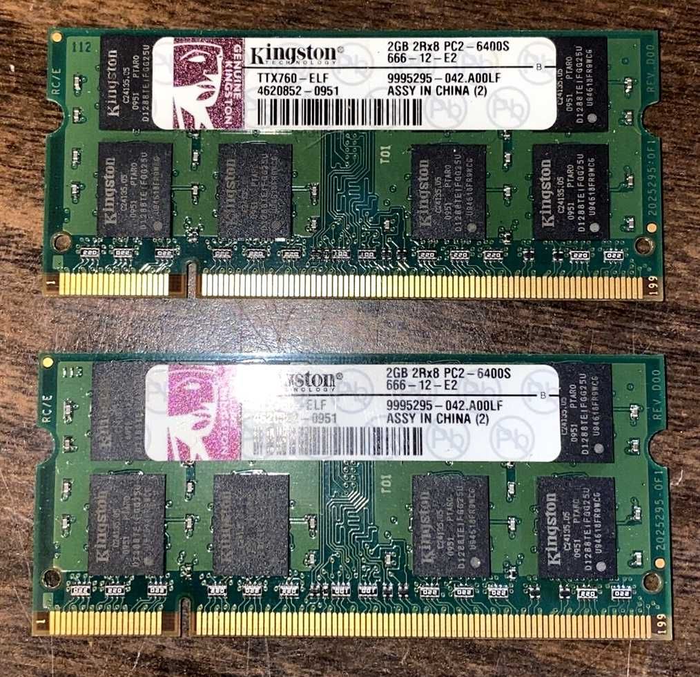 Память 2 х 2 Gb PC2-6400s Kingston