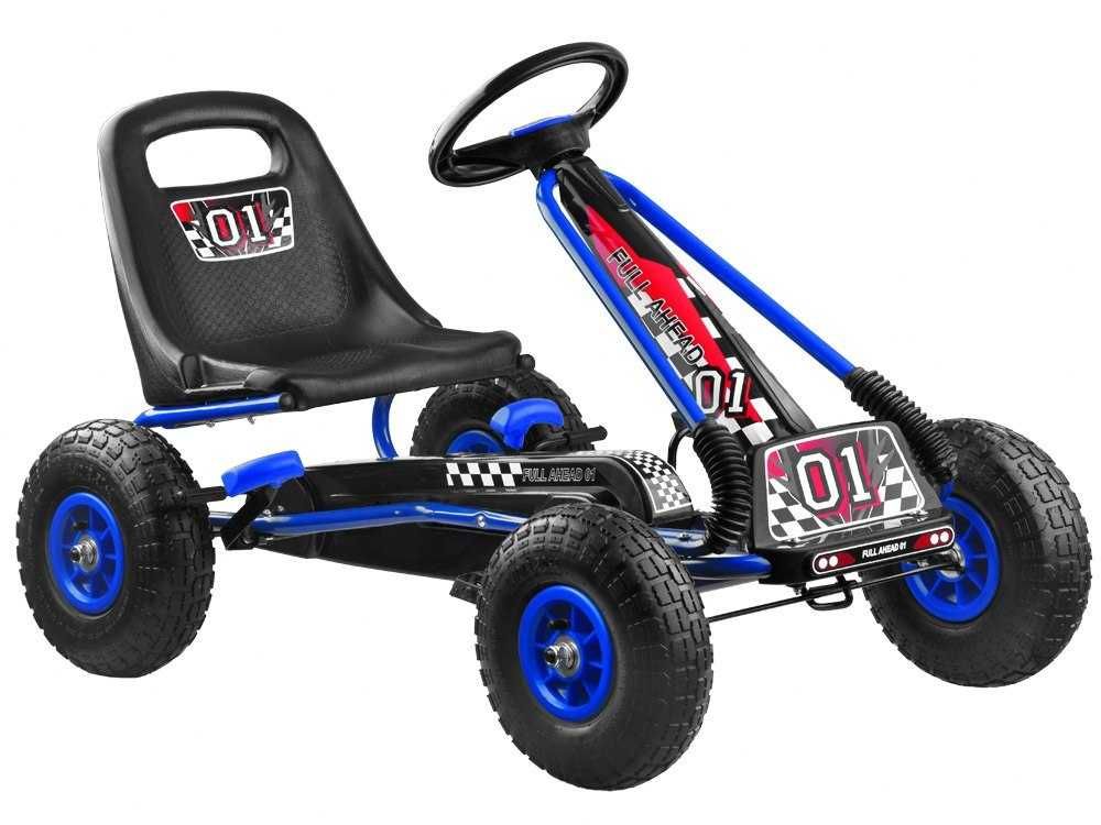 Duży niebieski GOKART na pedały pompowane koła dla dzieci SP0153