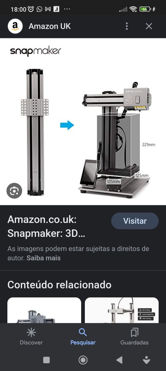 Impressora 3D, 3 em 1 Snap maker