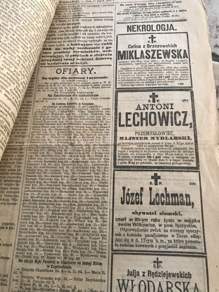 Kurier Warzawski z 1899 roku