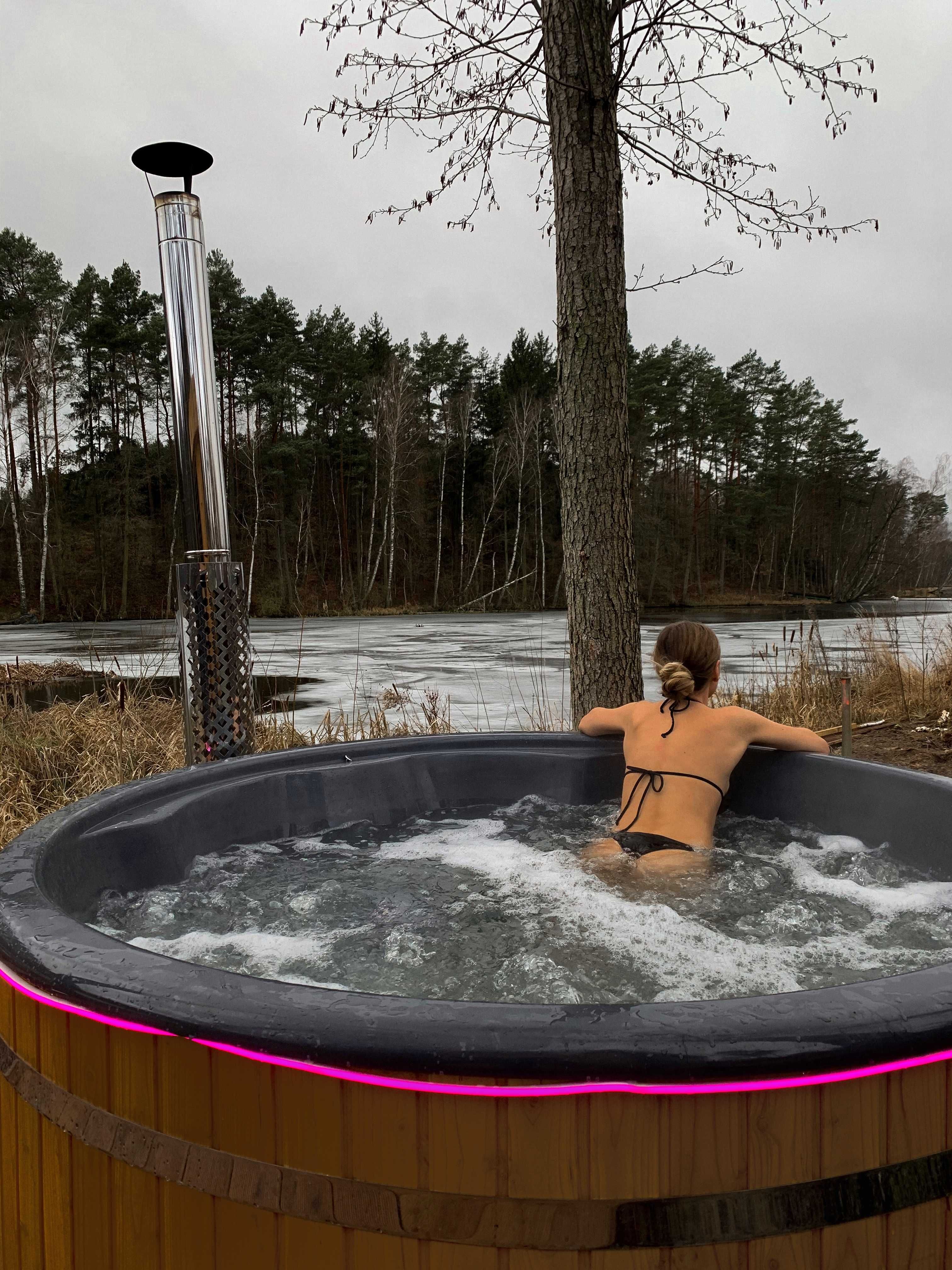 Glamping/domki linia brzegowa, balia na wyłączność, sauna