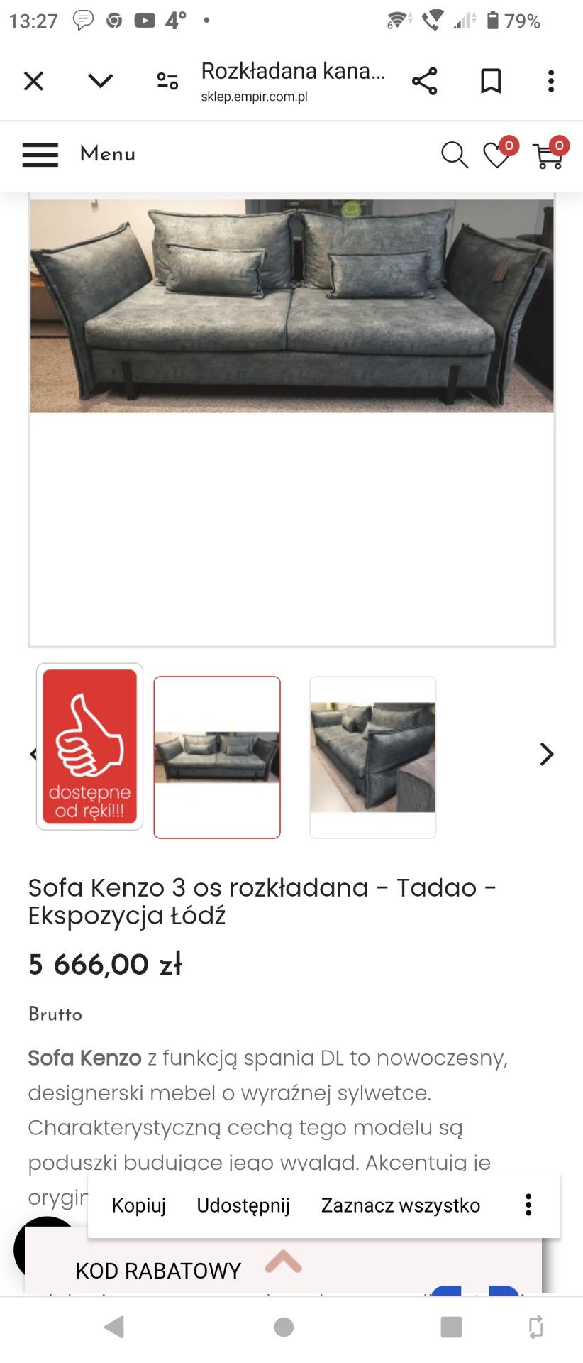 Rozkładane łóżko 3 os, firmy Tadao model KENZO