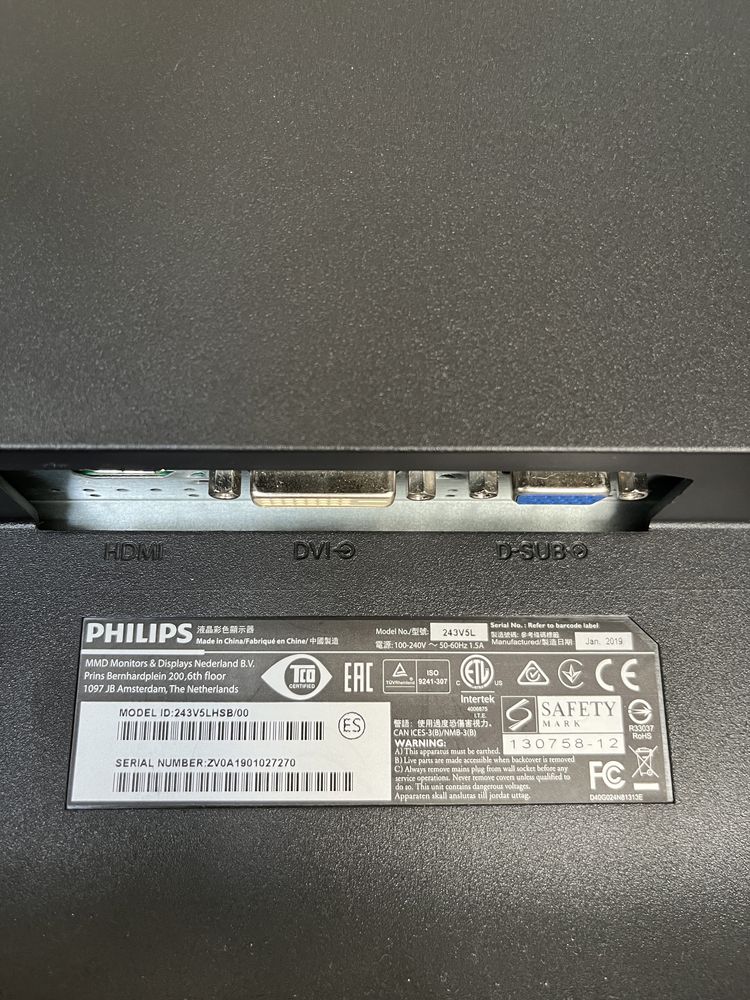 Monitor Philips 243V5LHSB/00 24” LED Full HD stan bdb