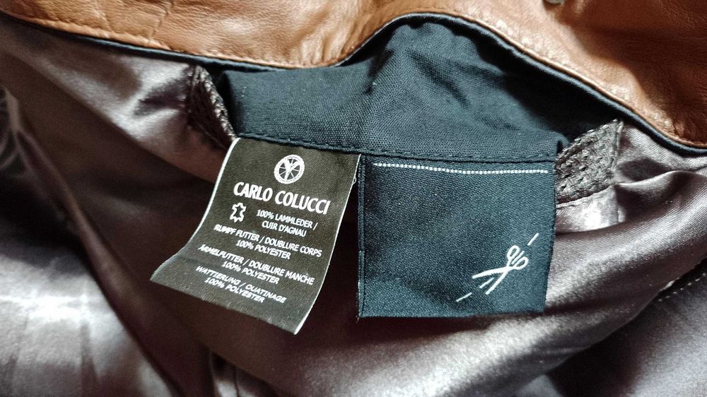 Damska ocieplana kurtka skórzana CARLO COLUCCI r.L stan idealny