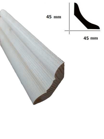 Listwa drewniana 50mm x 50mm sufit podłoga ćwierćwałek kątowa świerk
