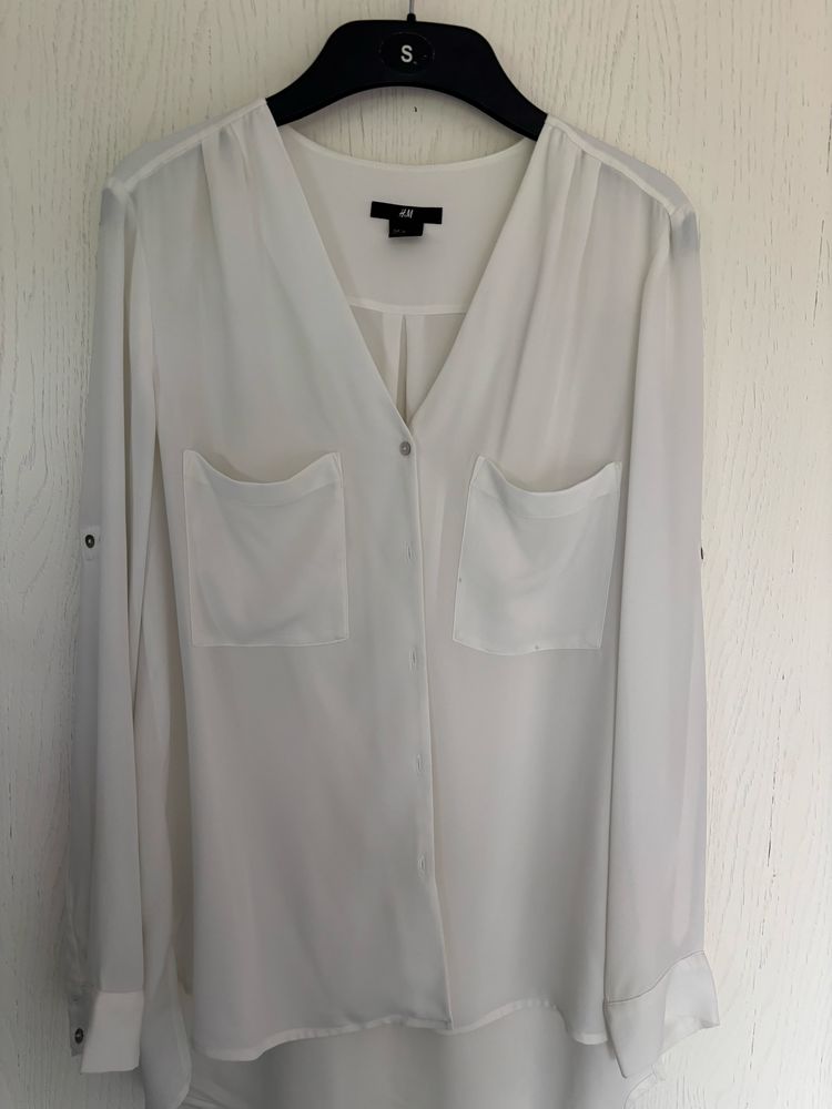 Biala elegancka koszula zakardowa w bardzo dobrym stanie h&m