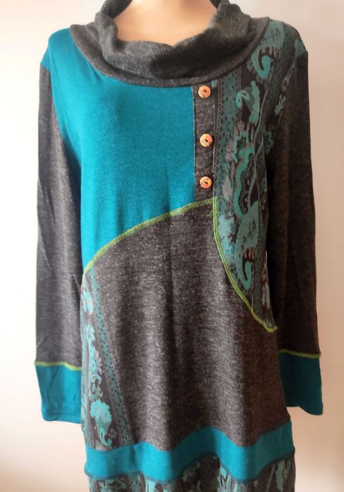 długi sweter tunika dzianina wzory r.L/XL