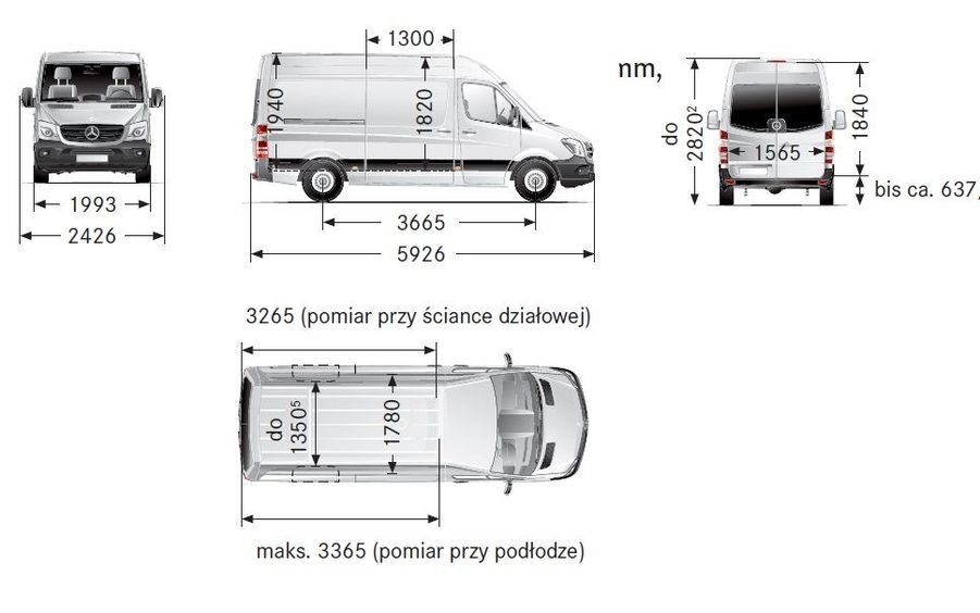 Wynajem Busa Wypożyczalnia - Mercedes Sprinter -od L1H1 do L3H2