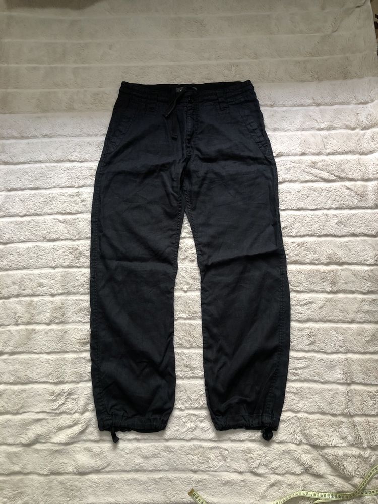 100% лён H&M Basic Pants (M) 32 размер штаны брюки на утяжках мужские