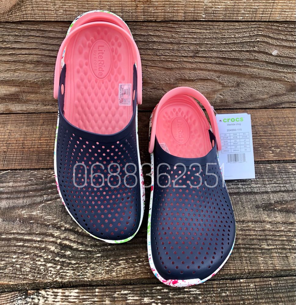 Кроксы Женские Лайт Райд Crocs Lite Ride Клякси